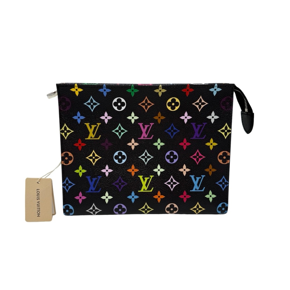 Louis Vuitton Murakami Cosmetic Toiletry Pouch 26 Multicolor Black Limited Ed - Picture 1 of 16